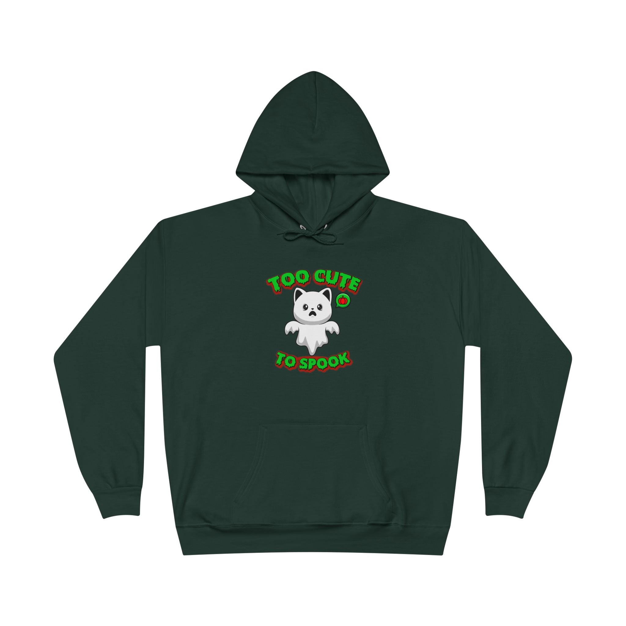 Halloween Cat Costume Unisex Hoodie Sweatshirt, Too Cute To Spook, Ghost Cat Gift, Cat Lover Apparel, Halloween Gift Idea, Vibrant Colors