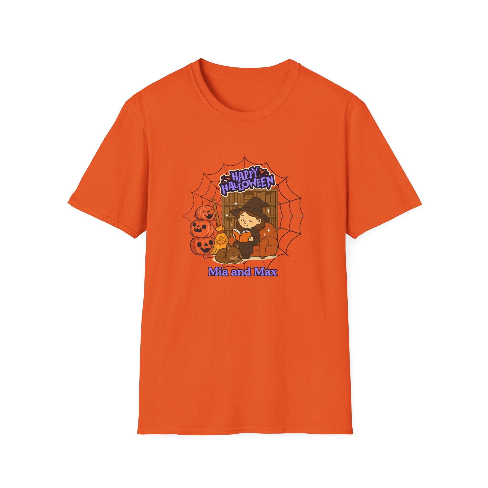 Personalized Halloween Tee  Unisex T-Shirt for Fall, Trick or Treat, Pet y Owner Names, Cozy, Cute & Fun Graphic Shirt for Autumn