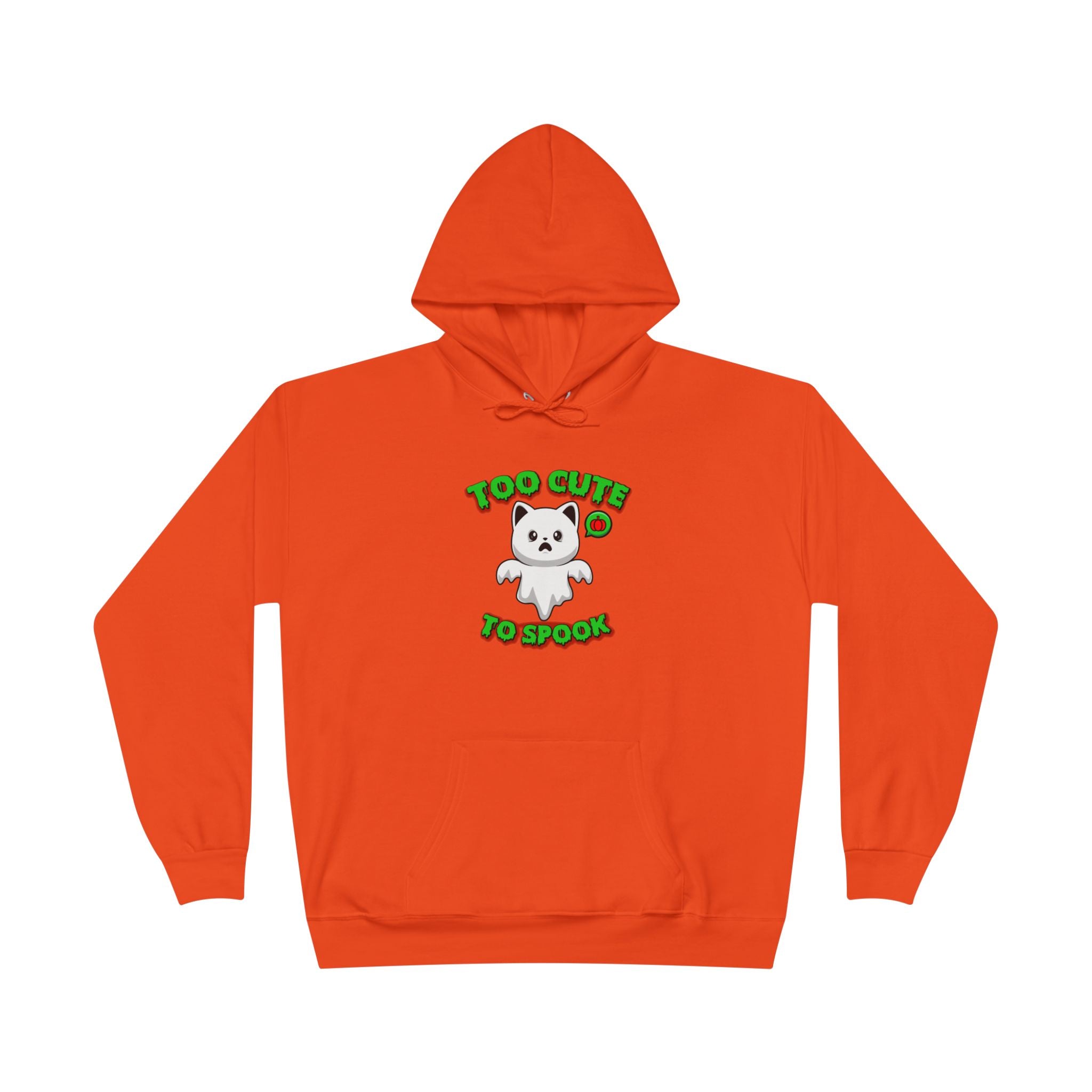 Halloween Cat Costume Unisex Hoodie Sweatshirt, Too Cute To Spook, Ghost Cat Gift, Cat Lover Apparel, Halloween Gift Idea, Vibrant Colors