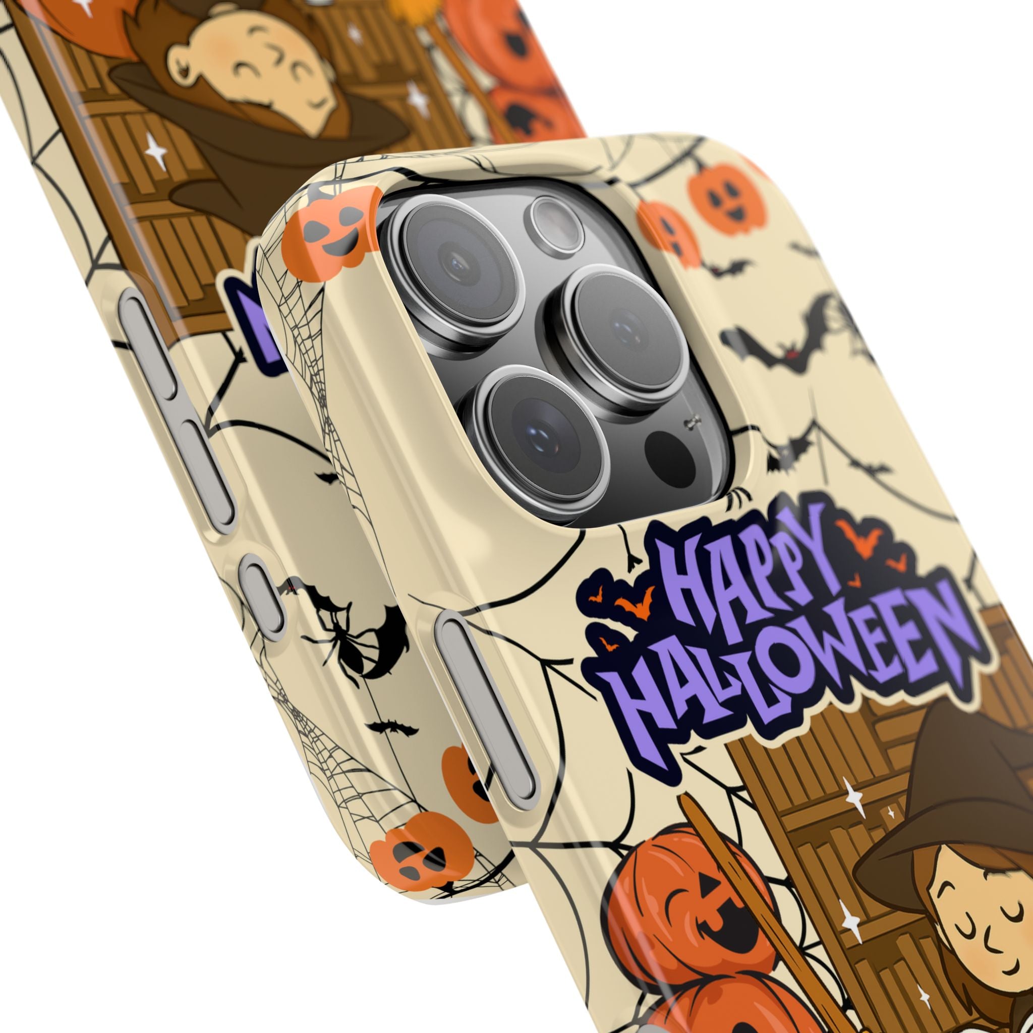 iPhone Case - Halloween Witch Reader with Pet, Personalized Fall Phone Cover, Book Lover Gift, Customizable Spooky Slim Case, Autumn Witchy
