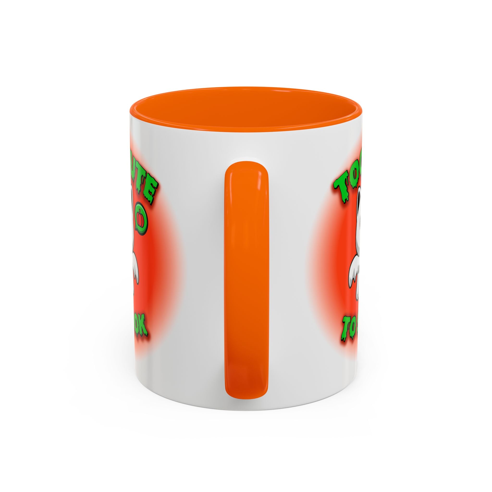 Halloween Accent Mug, Cute Ghost Cat, Too Cute To Spook, Custom Name Gift, Cat Lover Mug, Spooky Season Cup, Orange and White, Pink Handle,