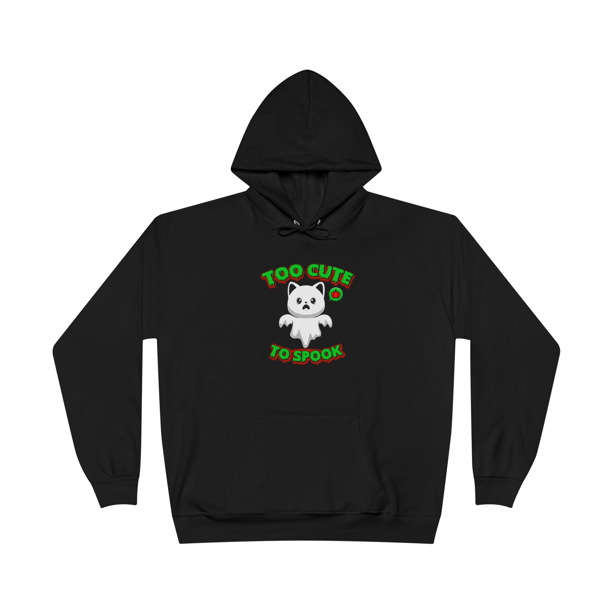 Halloween Cat Costume Unisex Hoodie Sweatshirt, Too Cute To Spook, Ghost Cat Gift, Cat Lover Apparel, Halloween Gift Idea, Vibrant Colors