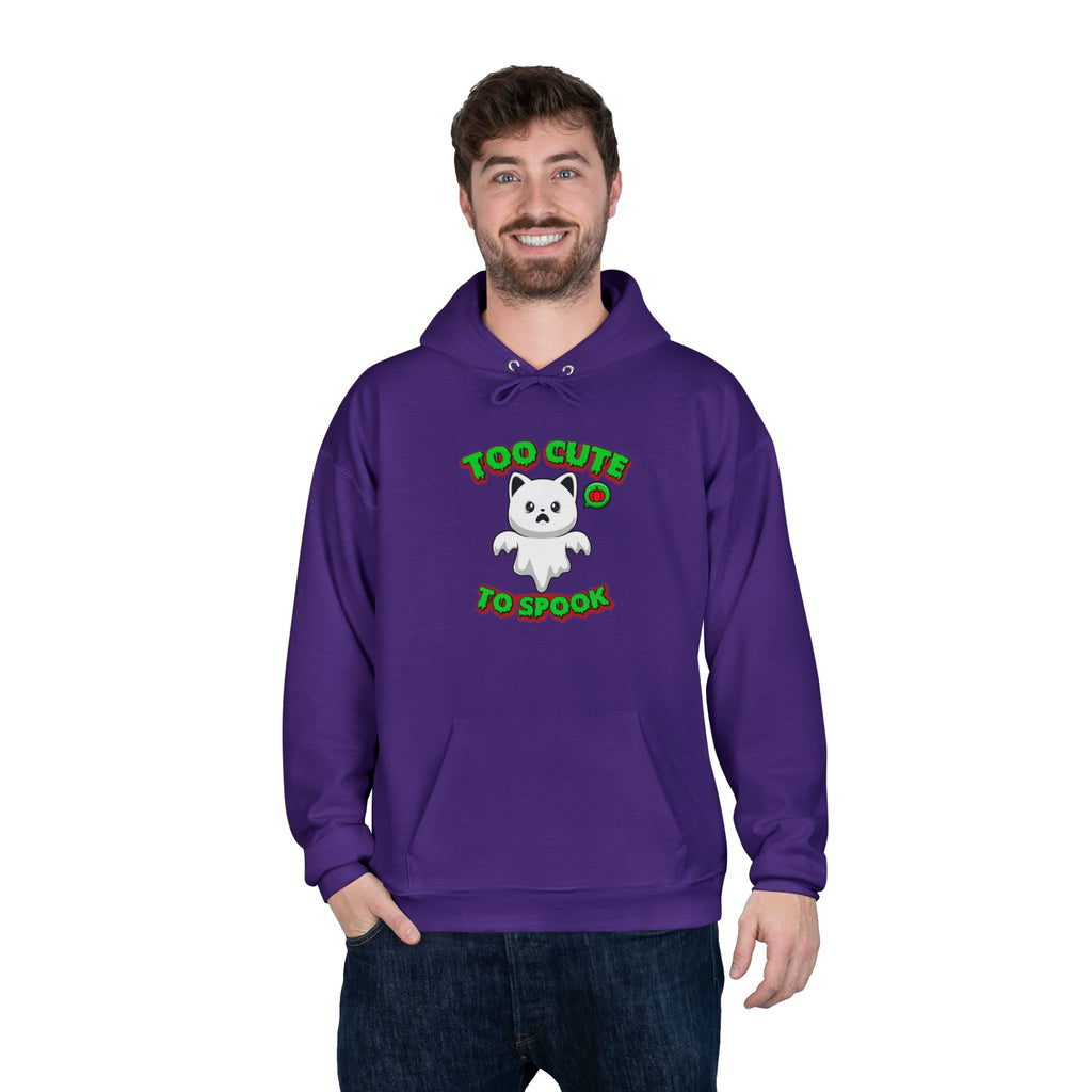 Halloween Cat Costume Unisex Hoodie Sweatshirt, Too Cute To Spook, Ghost Cat Gift, Cat Lover Apparel, Halloween Gift Idea, Vibrant Colors