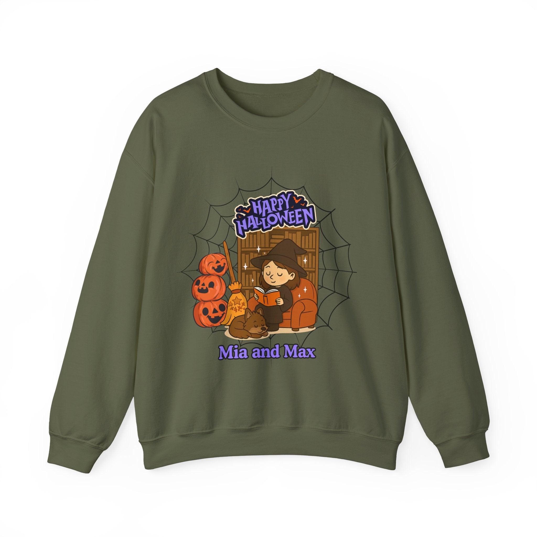 Halloween Witch and Wolf Personalized Sweatshirt, Halloween Crewneck, Halloween Sweater, Halloween Jumper, Halloween Top