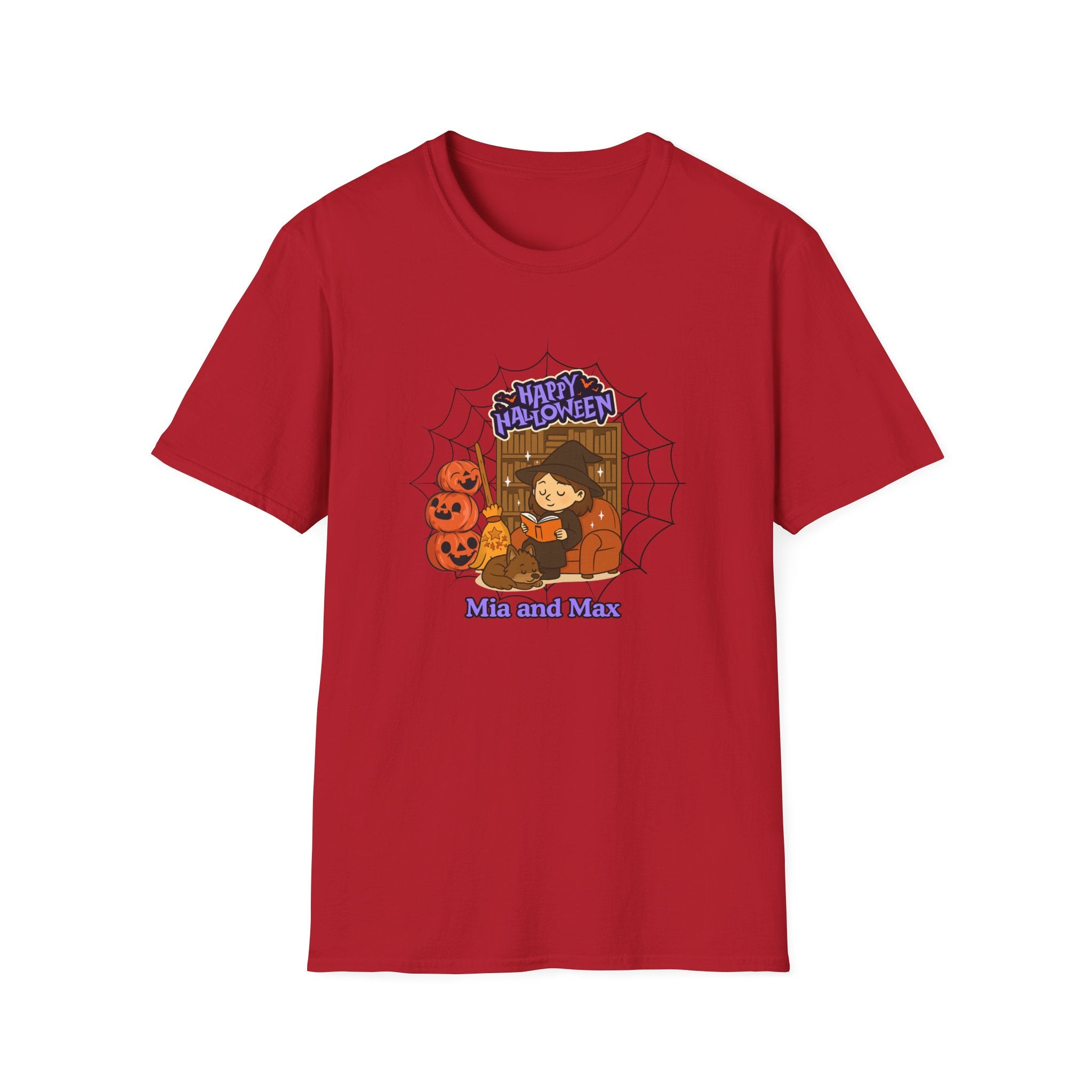 Personalized Halloween Tee  Unisex T-Shirt for Fall, Trick or Treat, Pet y Owner Names, Cozy, Cute & Fun Graphic Shirt for Autumn