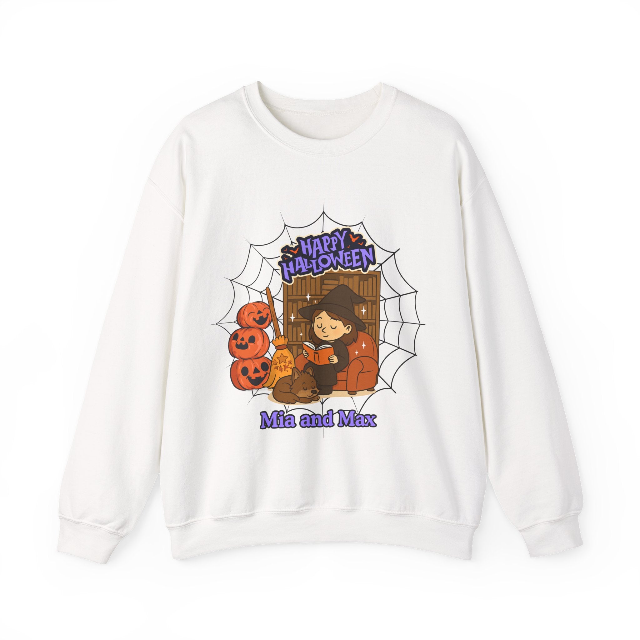 Halloween Witch and Wolf Personalized Sweatshirt, Halloween Crewneck, Halloween Sweater, Halloween Jumper, Halloween Top