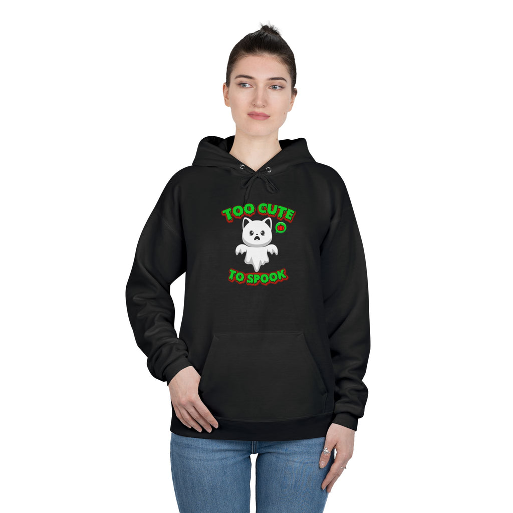 Halloween Cat Costume Unisex Hoodie Sweatshirt, Too Cute To Spook, Ghost Cat Gift, Cat Lover Apparel, Halloween Gift Idea, Vibrant Colors