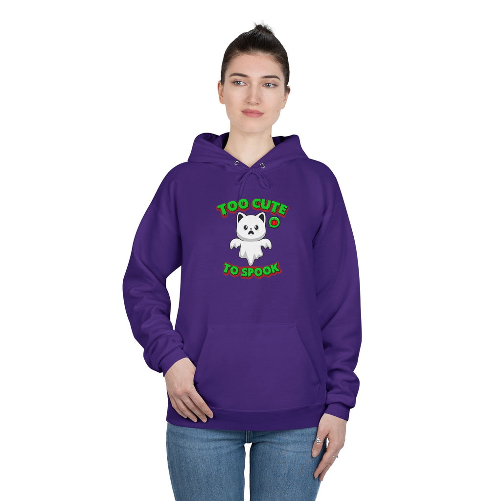 Halloween Cat Costume Unisex Hoodie Sweatshirt, Too Cute To Spook, Ghost Cat Gift, Cat Lover Apparel, Halloween Gift Idea, Vibrant Colors