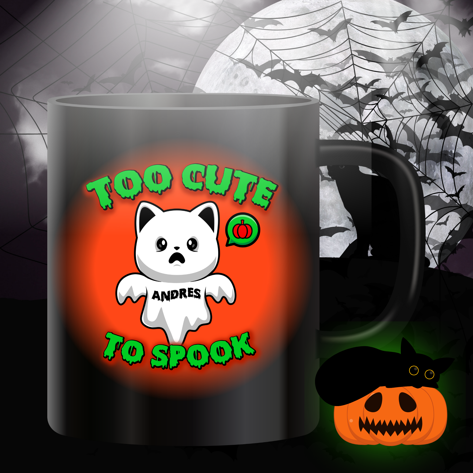 Cute Halloween Mug, Perfect Gift for Cat Lovers, Fun Coffee Cup, Spooky Decor, Personalized Drinkware