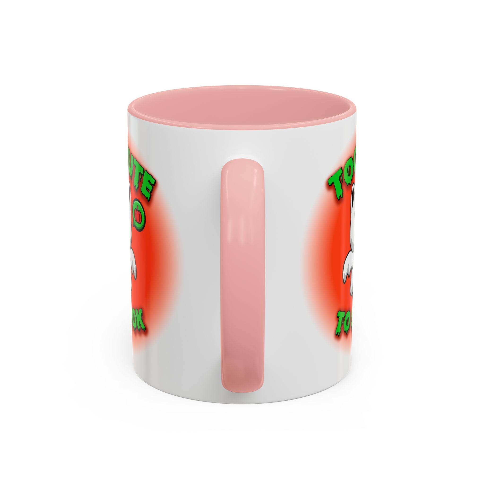 Halloween Accent Mug, Cute Ghost Cat, Too Cute To Spook, Custom Name Gift, Cat Lover Mug, Spooky Season Cup, Orange and White, Pink Handle,