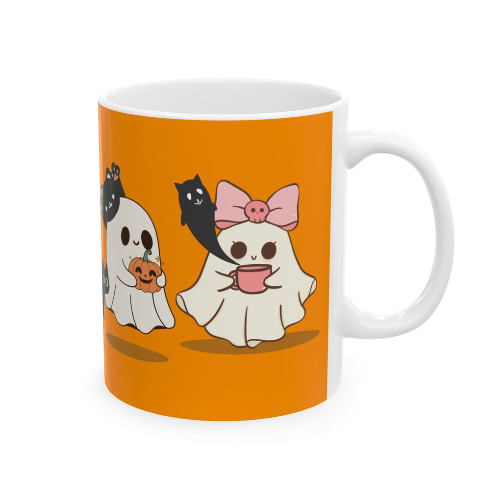 Ghostly Friends Ceramic Mug, Halloween Cat Lovers Gift, Cute Coffee Cup, Spooky Tea Mug, Halloween Decor, Cat Lady Gift
