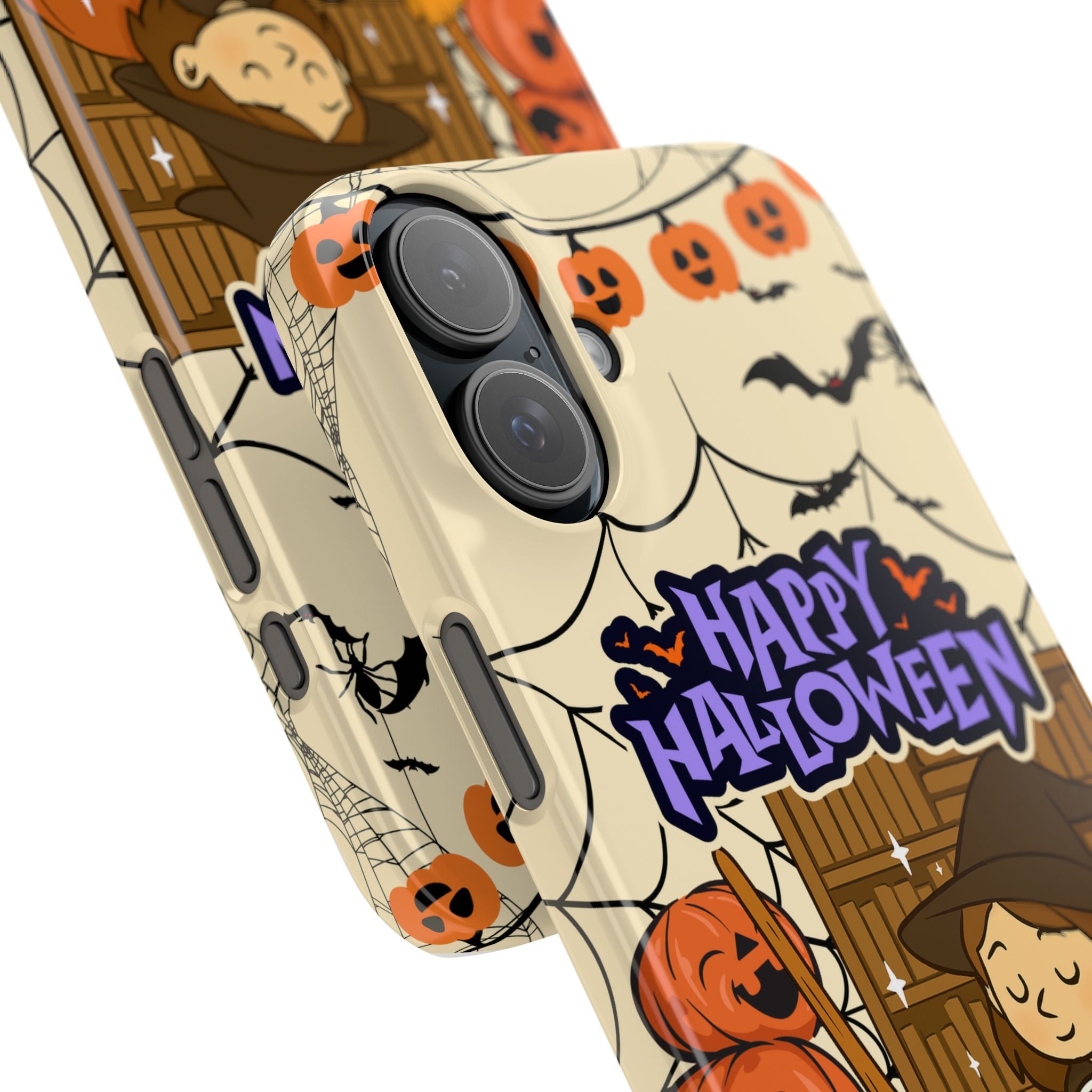 iPhone Case - Halloween Witch Reader with Pet, Personalized Fall Phone Cover, Book Lover Gift, Customizable Spooky Slim Case, Autumn Witchy