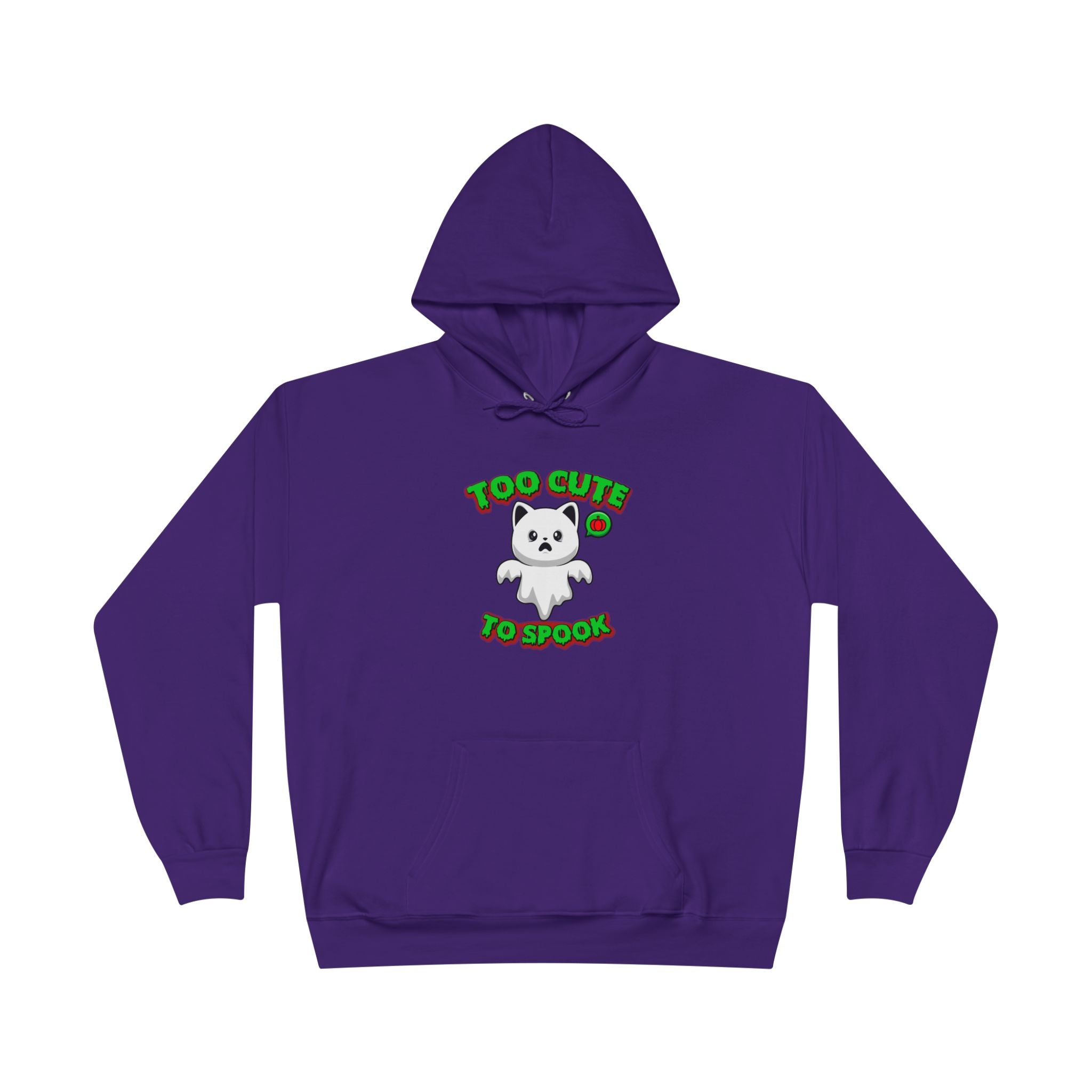 Halloween Cat Costume Unisex Hoodie Sweatshirt, Too Cute To Spook, Ghost Cat Gift, Cat Lover Apparel, Halloween Gift Idea, Vibrant Colors