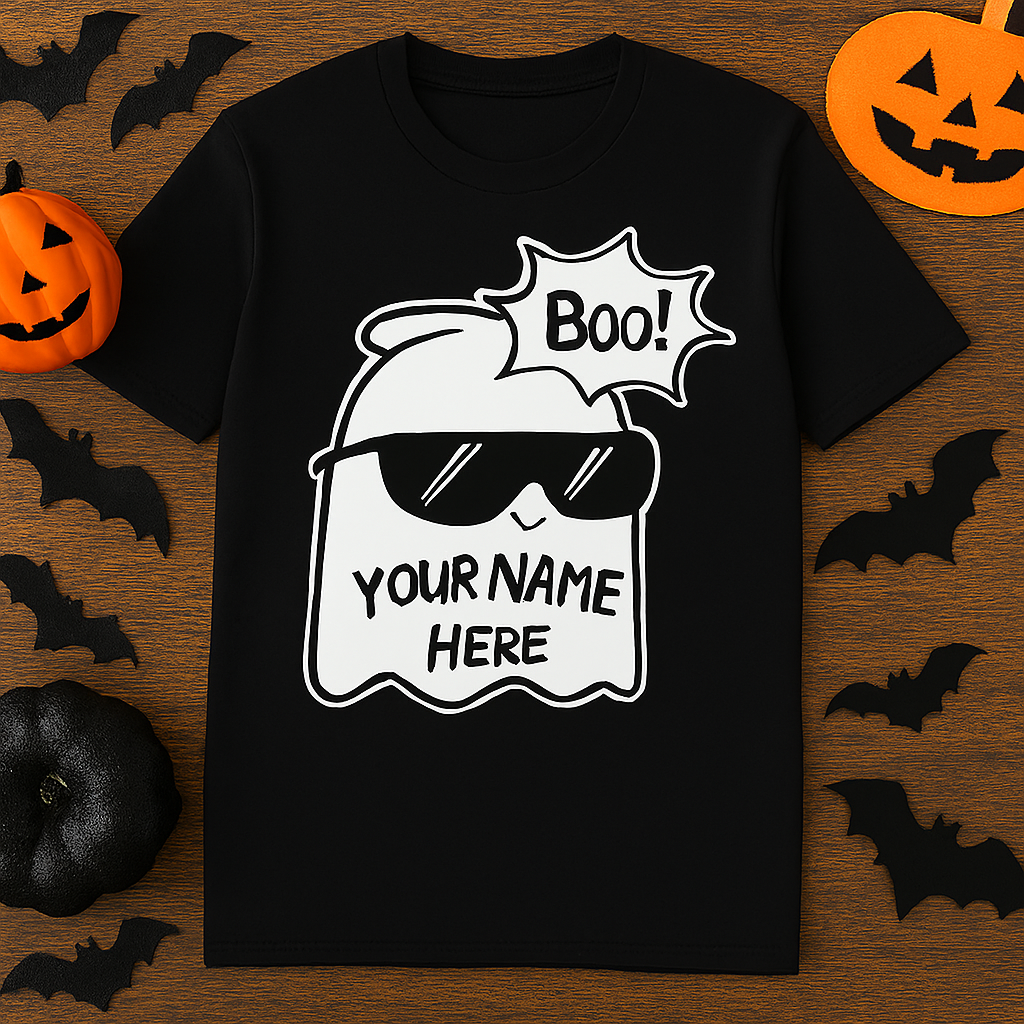 Customizable Ghost T-Shirt for Stylish Families - Personalized Halloween Tee, Cool Family Shirt, Fun Ghost Design, Unisex Halloween Costume,