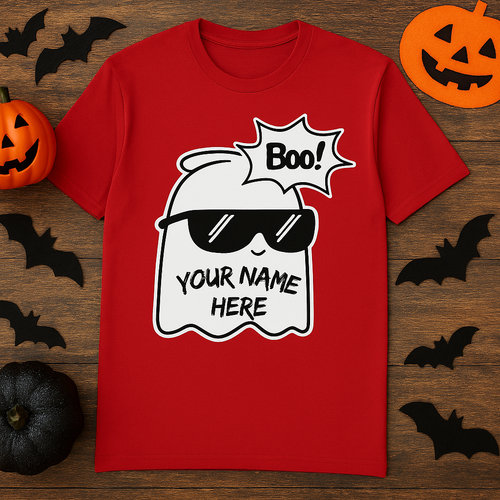 Customizable Ghost T-Shirt for Stylish Families - Personalized Halloween Tee, Cool Family Shirt, Fun Ghost Design, Unisex Halloween Costume,