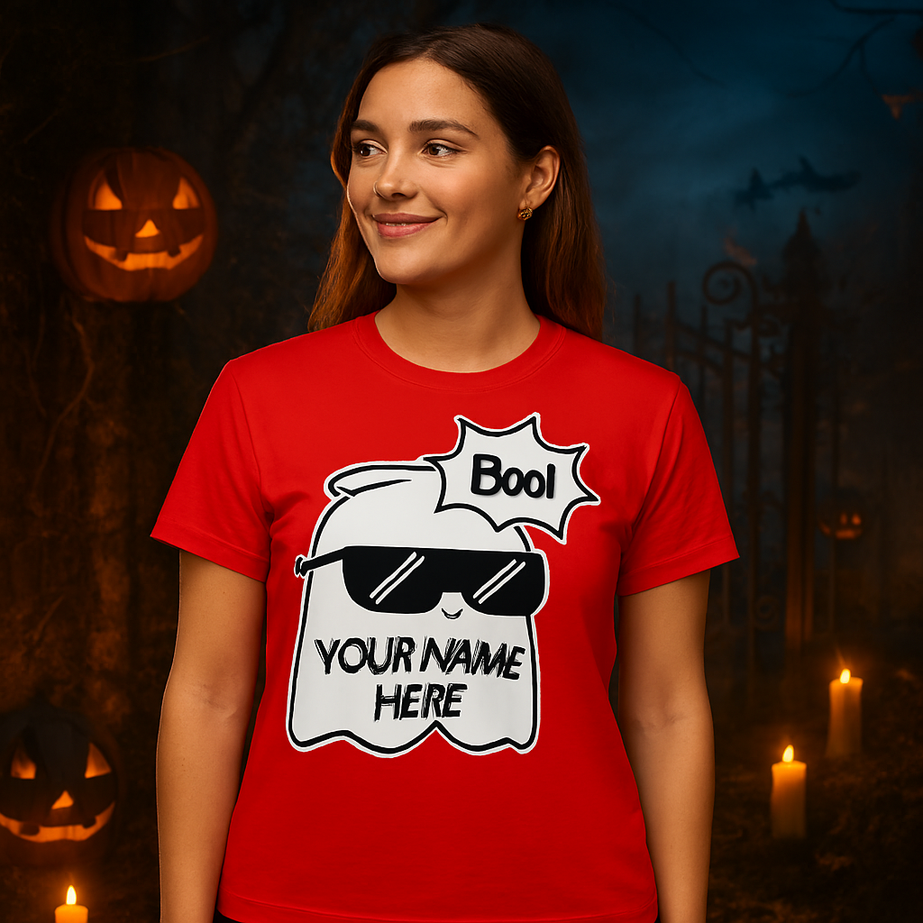 Customizable Ghost T-Shirt for Stylish Families - Personalized Halloween Tee, Cool Family Shirt, Fun Ghost Design, Unisex Halloween Costume,
