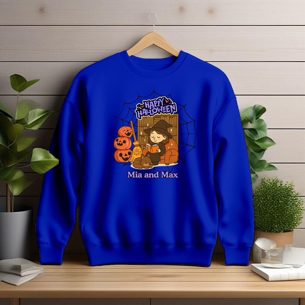 Halloween Witch and Wolf Personalized Sweatshirt, Halloween Crewneck, Halloween Sweater, Halloween Jumper, Halloween Top