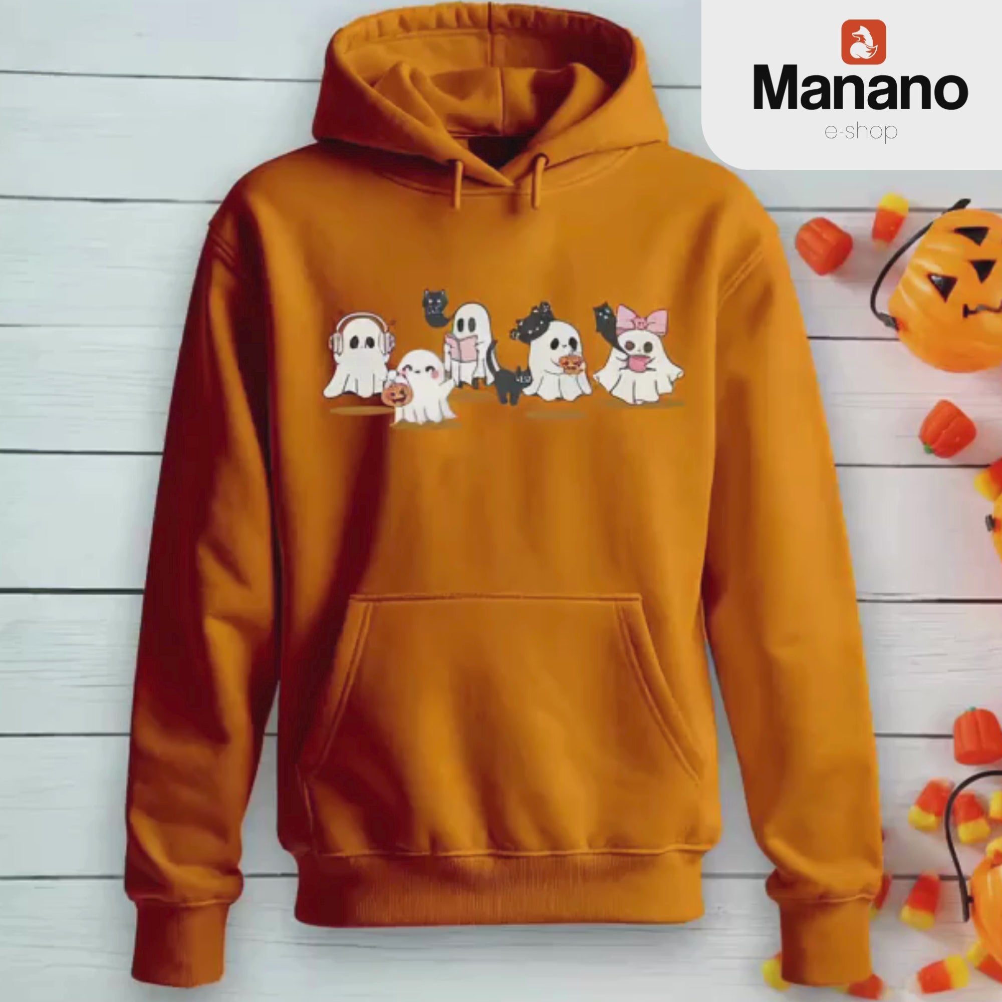 Ghost Reading, Coffee, Music y Cat Sweater, Halloween Sweatshirt for Book Lovers, Teachers y Librarians, Spooky Cute Gift