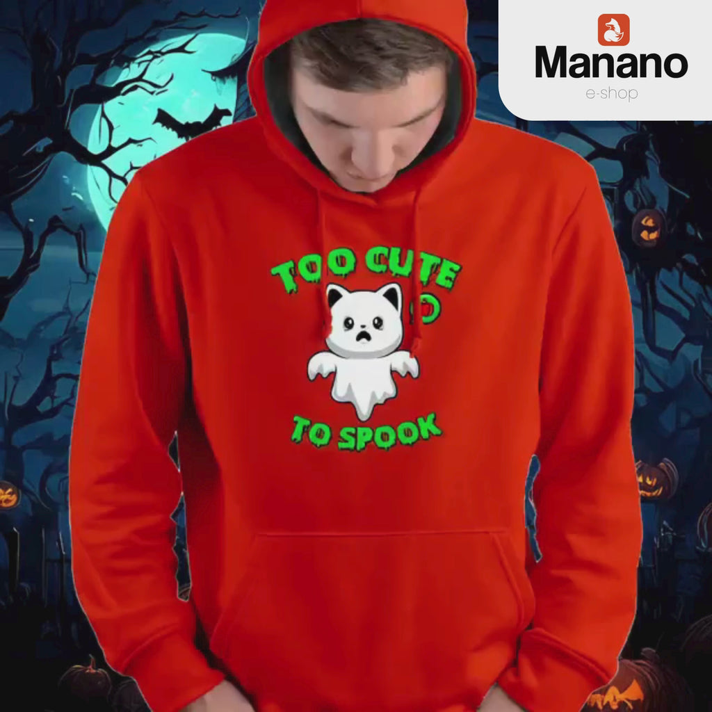 Halloween Cat Costume Unisex Hoodie Sweatshirt, Too Cute To Spook, Ghost Cat Gift, Cat Lover Apparel, Halloween Gift Idea, Vibrant Colors